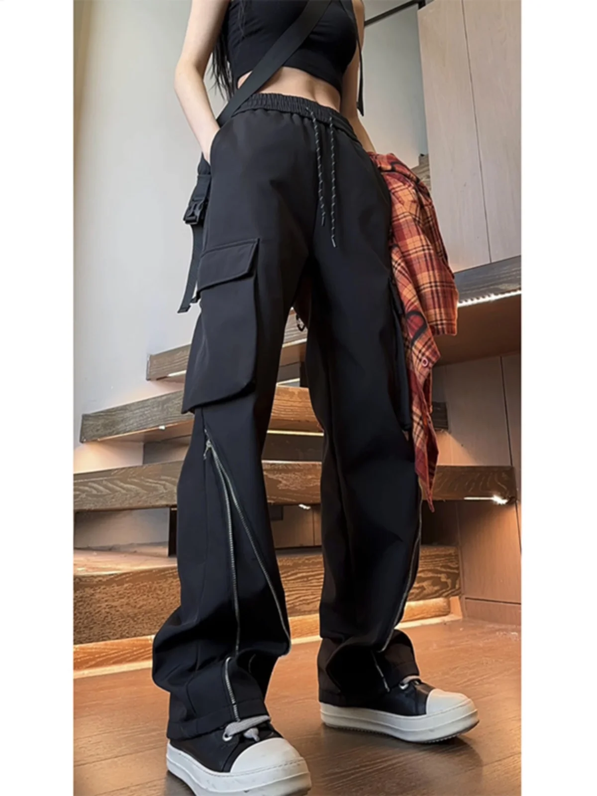 

American High Street Vibe Men's Faion Work Trousers Bell Bot Windproof Waterproof Tactical Pants Youthful Casual Sle