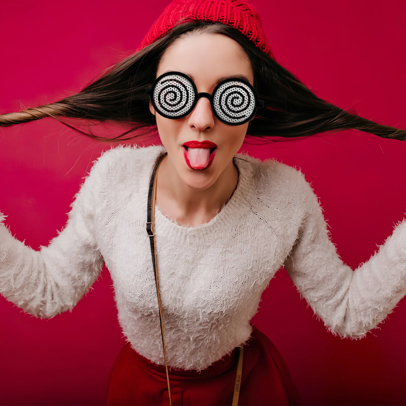 

4Pcs Dizziness Glasses Round Frame Lightweight Funny Party Glasses Creative Party Photo Props Novelty Eyewear for Women Kids