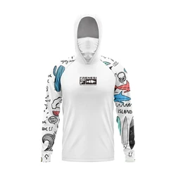 Fishing Shirts Men Sun Protection Hoodie Mask All-in-one Fishing Clothing Ropa Pesca Hunting Camping Angling T-shirt Upf 50+