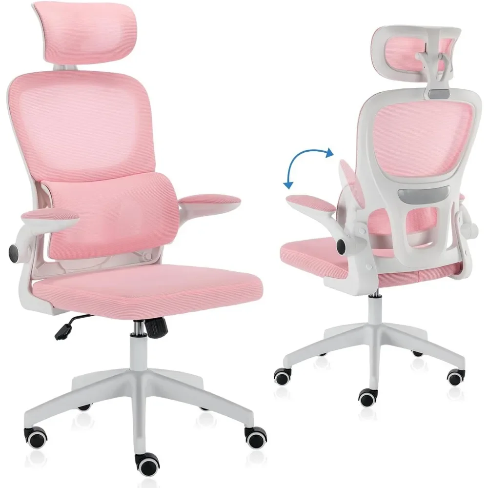 

Office Chair, Ergonomic,High Back Breathable Mesh Computer Chair with flip-up Armrests & Cushion for Lumbar Support and Headrest