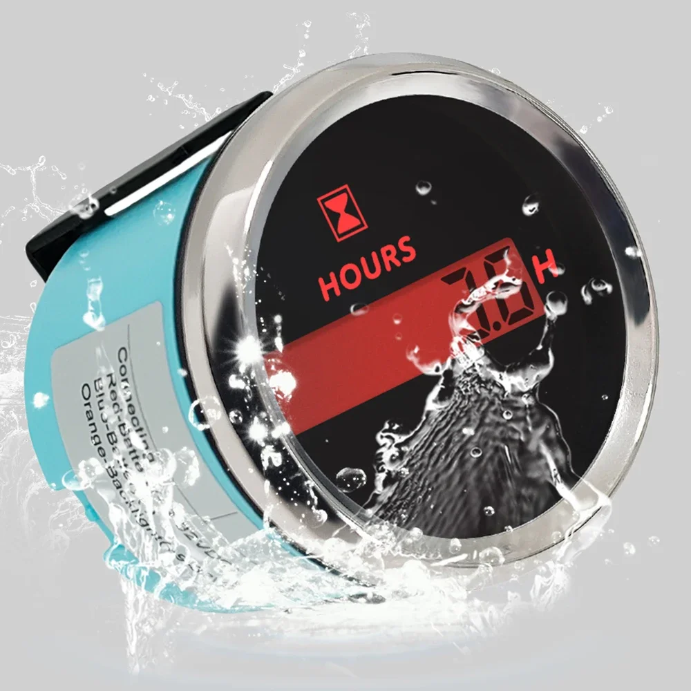 

ELING 52 мм (2 дюйма) цифровой счетчик часов ЖК-измеритель часов двигателя с красной подсветкой для автомобиля, лодки, яхты 12 В 24 В