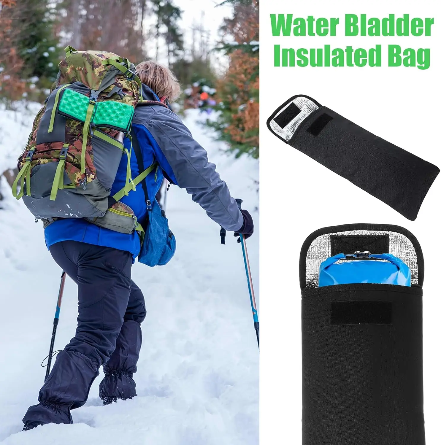 Black Insulated Water Bladder Bag, 3L Hydration Bladder Insulation Sleeve for Water Storage Bladders, Durable Oxford Cloth Water