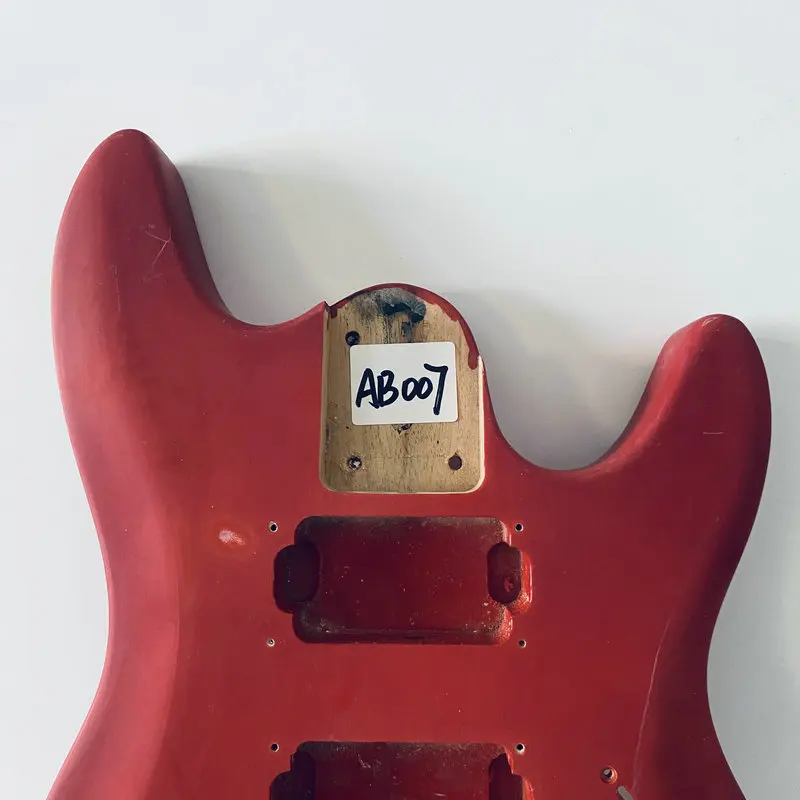 AB007 Custom Order Electric Guitar Body Unfinished Solid Wood Metallic Red Color with Damages and Dirty for DIY Replacement