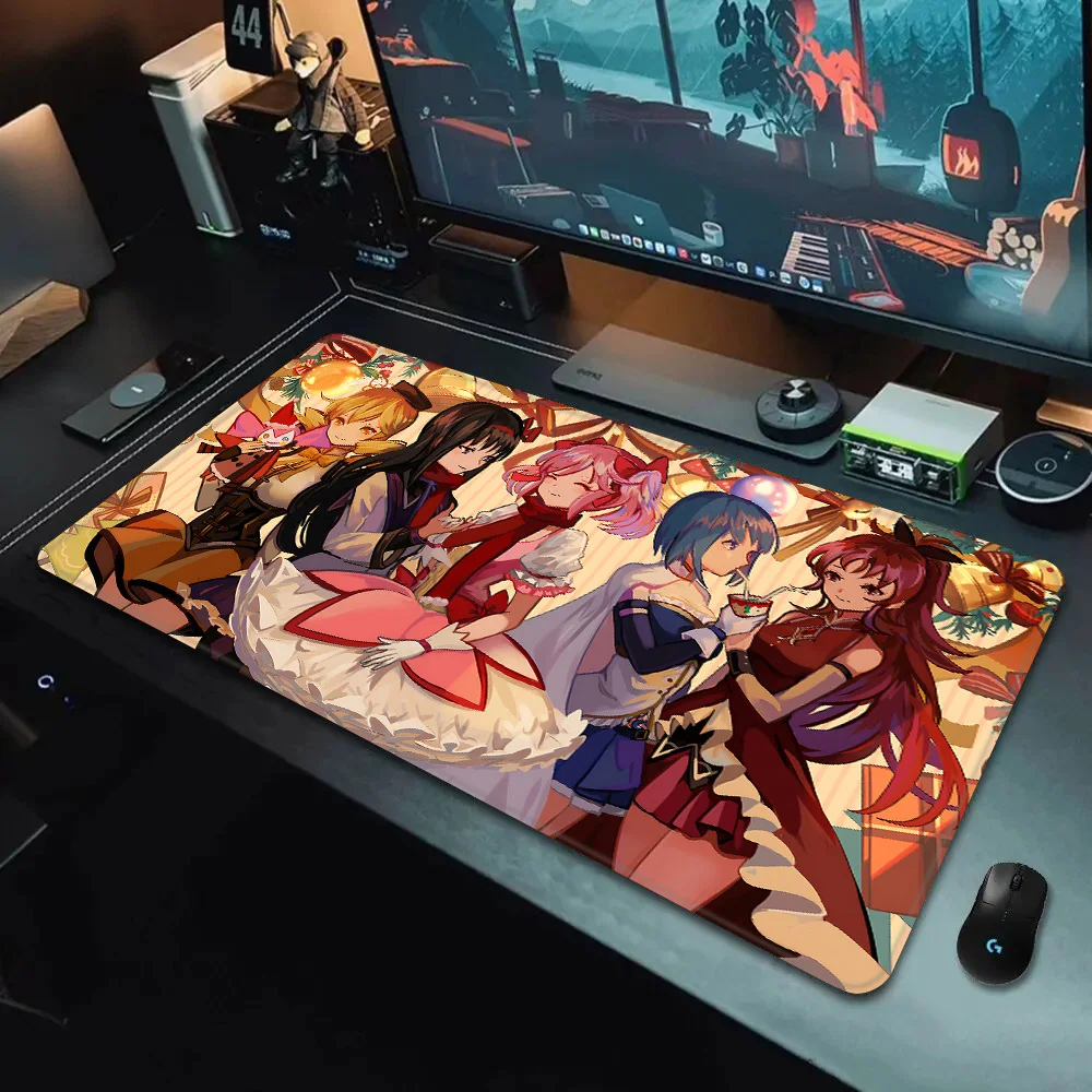 P-puella Magi Madoka Magica alfombrilla de ratón, impresión HD, Gamers de ordenador, borde de bloqueo, alfombrilla de ratón antideslizante, teclado de PC, almohadilla de escritorio, XXL90x40cm