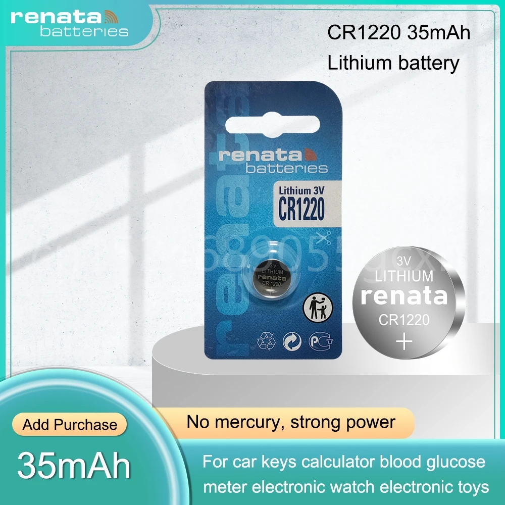 

Renata CR1220 3V Lithium Battery DL1220 CR 1220 BR1220 LM1220 ECR1220 For Car Key Remote Calculator Scale Button Coin Cell