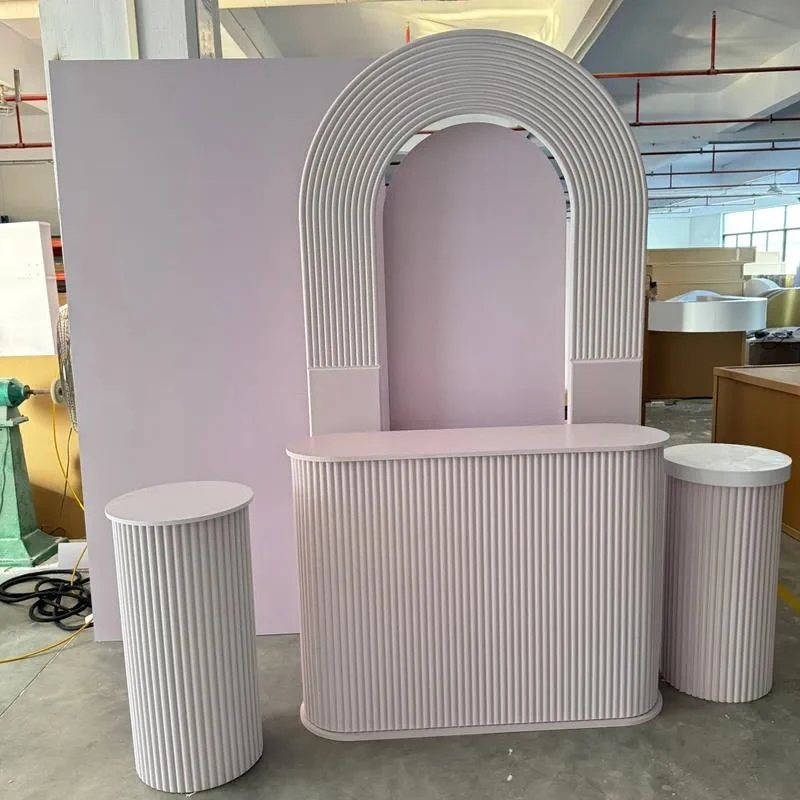 for Wedding Decoration PVC Bar Counter Commercial Furniture Rectangular Corrugated Base High Pole Counter Party Decoration