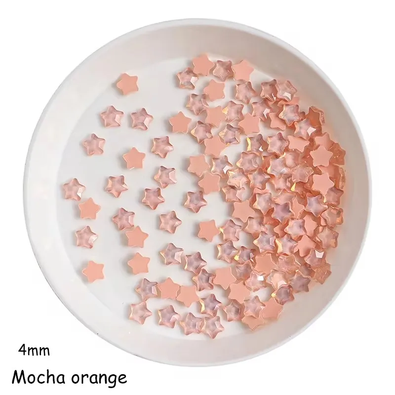 100PCS Cute Mini Mocha Color Star 4MM Flat Back Glass Crystal Nail Art Rhinestone DIY Manicure Decoration Stone