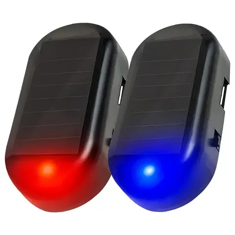 Car Led Solar Powered Security Light Warning Dummy Alarm Wireless Anti-theft Caution Lamp Decorative Strobe for Auto and Outdoor