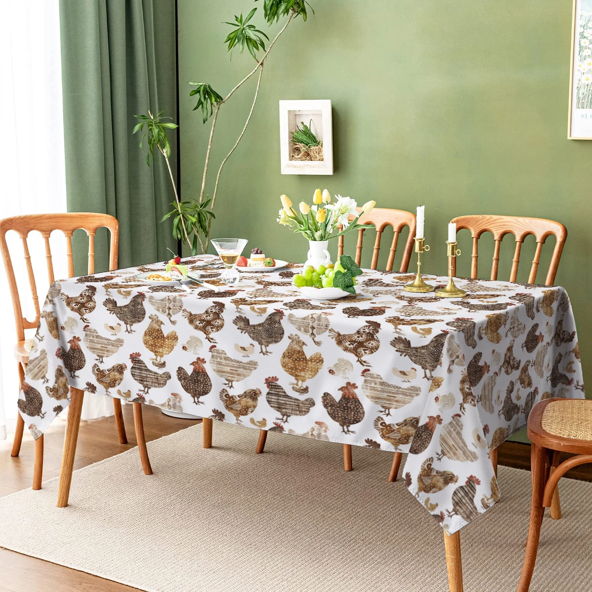 Chicken Farm House Watercolor Rectangle Polyster Tablecloth Festival Party Decoration Home Decoration Dining Room  Furnishings