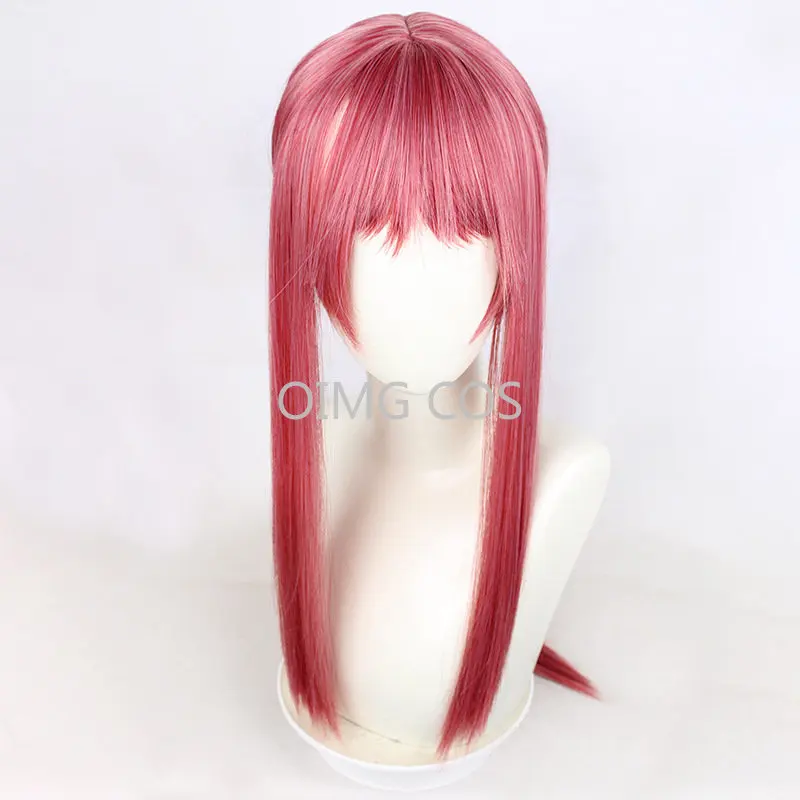 Perruque de cosplay Makima pour homme tronçonneuse Anime, cheveux synthétiques longs, cornes de fête, orange, rose, degré de chaleur