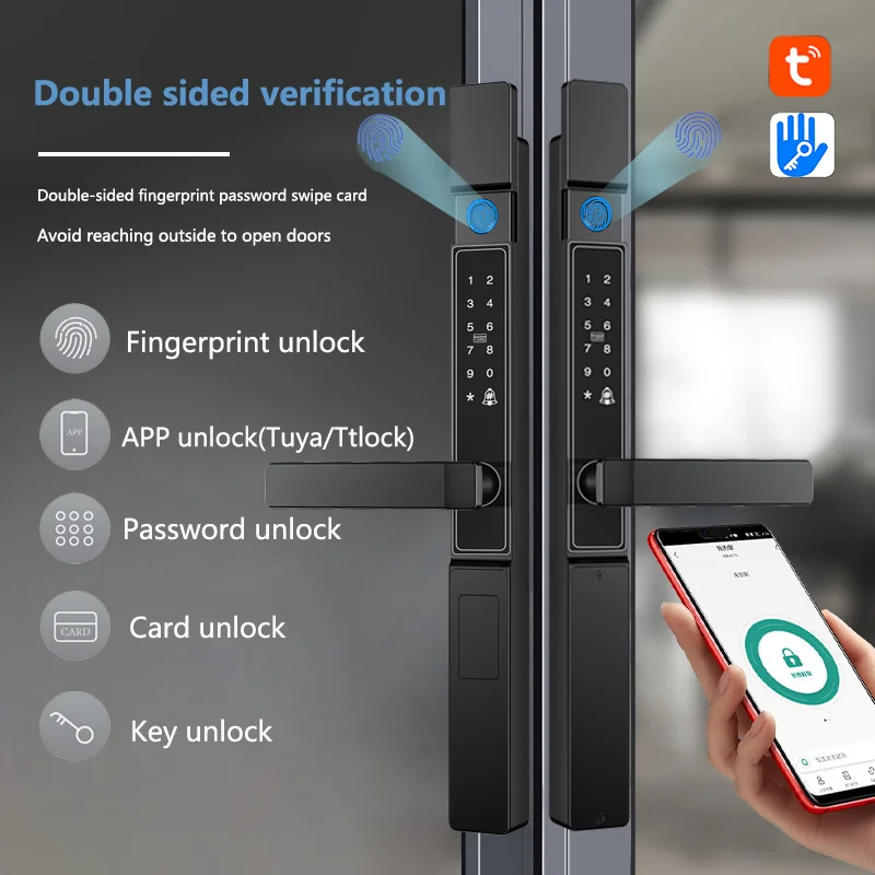 Glomarket Tuya Smart Waterproof Door Locks 3585 Biometric Finger Print Password Aluminum Door Lock