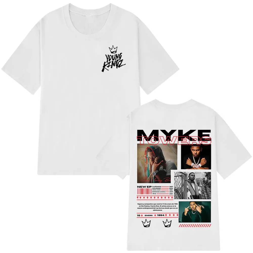 Rapper Myke Towers Grafische T-shirts Mannen Vrouwen Mode Hip Hop Oversized T-shirt Comfort Katoen Korte Mouw T-shirt Streetwear