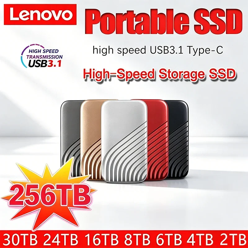 

Внешний твердотельный накопитель Lenovo 256 ТБ, флеш-накопитель Type-C, высокоскоростной USB 3.1, 2 ТБ, 4 ТБ, 128 ТБ, портативный SSD-диск для ноутбука/ПК