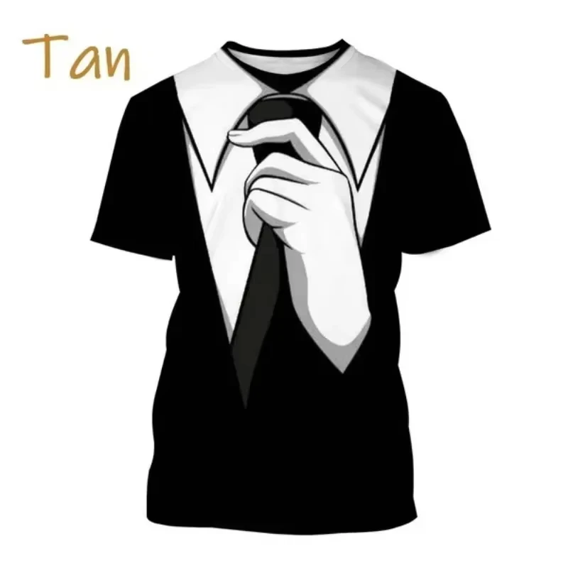 Funny Personality Tuxedo Retro Tie Suit Graphic T Shirts For Men Fashion Fake Suit Short Sleeve Casual Party Tees Top Streetwear