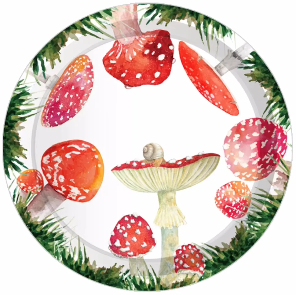 Red Mushroom Party Disposable Tableware Sets Paper Plates Cups Napkins Party Dinnerware Decor