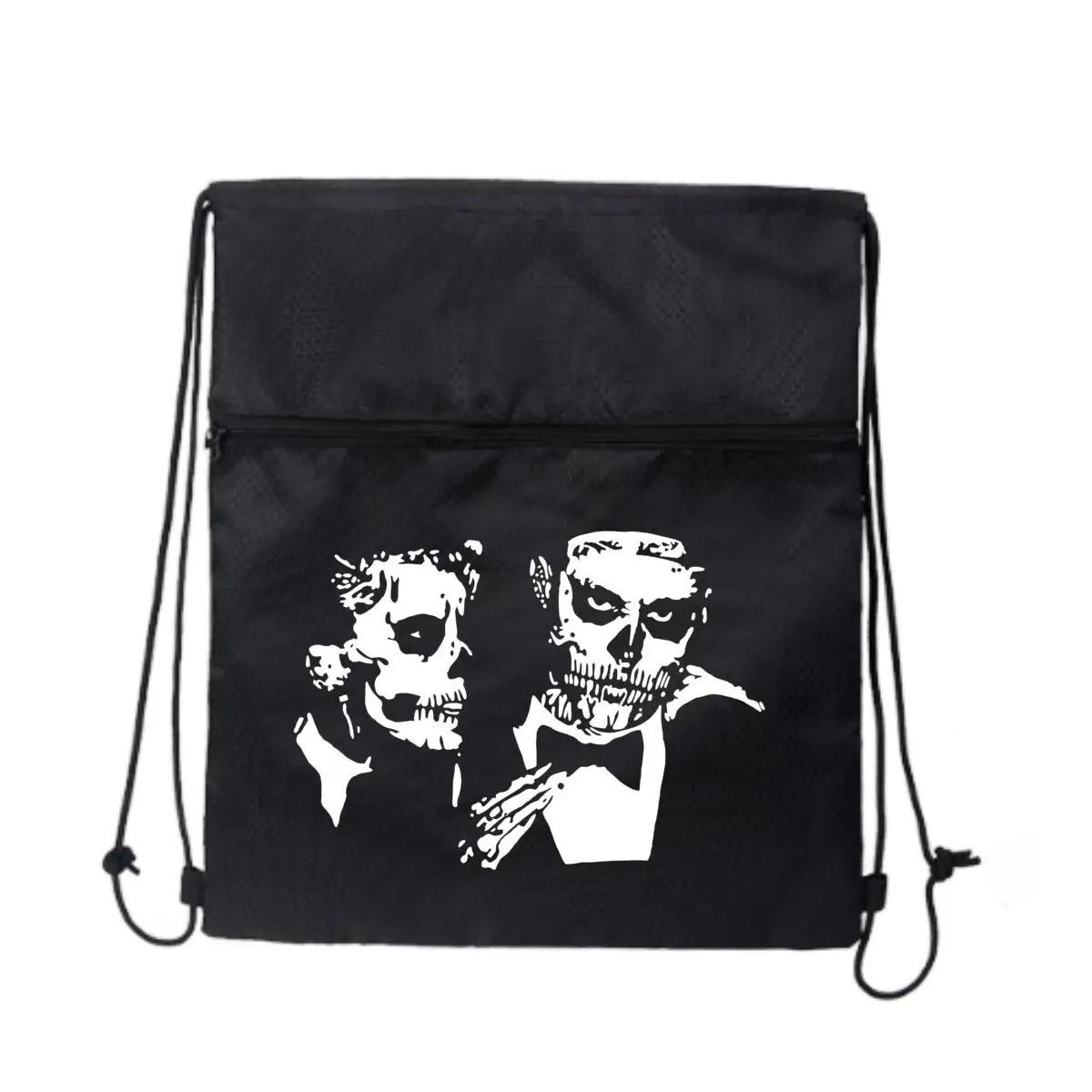 

Многоцелевая сумка на молнии на шнурке с графическим дизайном ужасов и силуэтом зомби от работы в игры