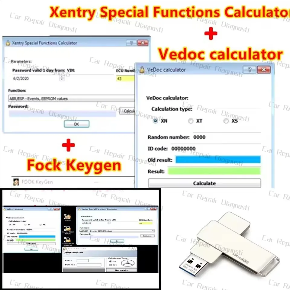 

2024Hot Sale Das Xentry Das Special Function Calculator Keygen + Vedoc Calculator with FDOK Keygen for MB Star C3 C4 C5 C6 j2534