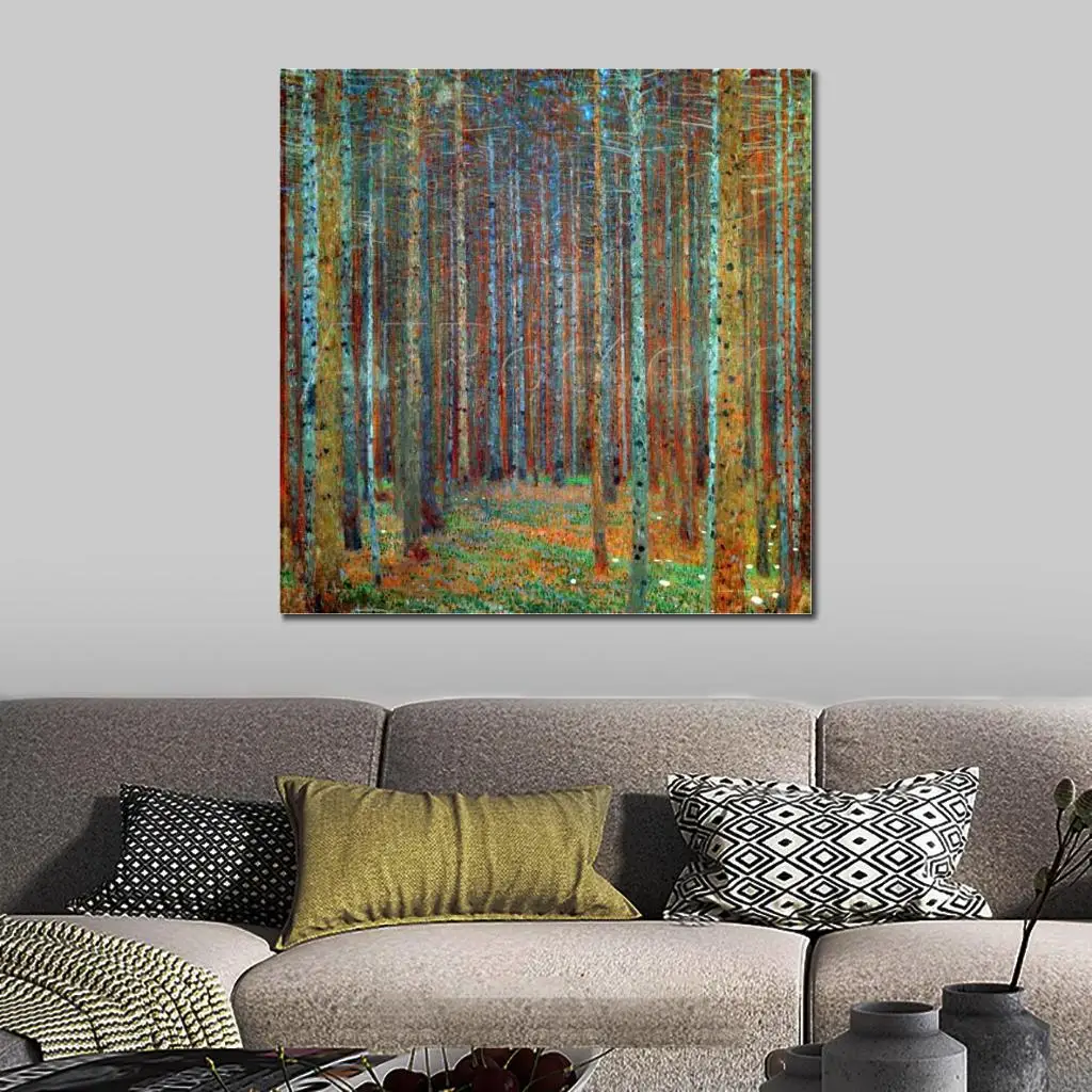 

High Quality Oil Painting Tannenwald Pine Forest Gustav Klimt Art Reproduction Hand Painted