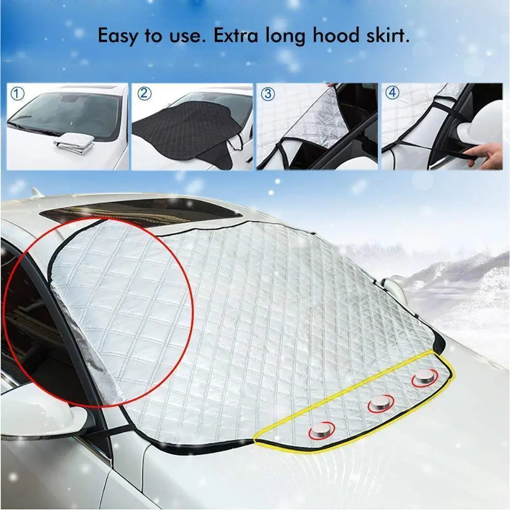 แม่เหล็ก Penutup Kaca Depan Mobil Anti Snow Frost Ice กระจกป้องกันฝุ่นความร้อน Sun Shade น้ำแข็งขนาดใหญ่หิมะภายนอกรถ