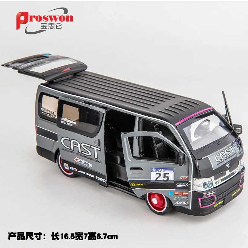 1:32 Toyota HIACE Van car High Simulation Diecast Metal Alloy Model car Sound Light Pull Back Collection Kids Toy Gifts