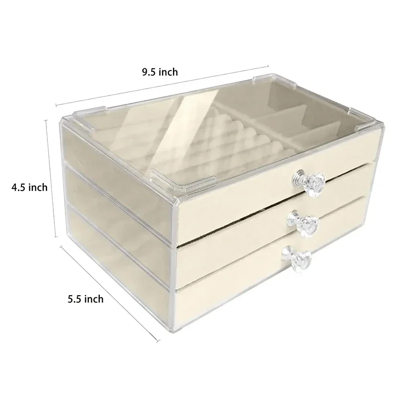 3-layer Jewelry Box Storage Organizer Drawer For Rings Earrings Bracelets Necklaces Boxes Bedroom Vanity Dressing Table Home