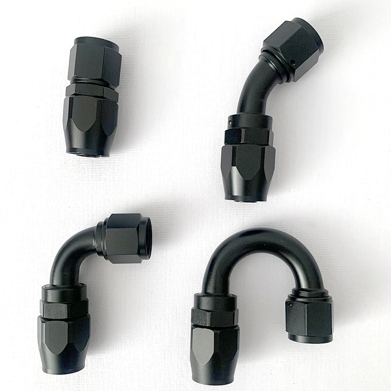 

AN4AN6AN8AN10AN12 Cold Oil fittings Aluminium 0°/45°/90°/180° Degree Oil Fuel Swivel Hose Reusable End Adapter Kit Black CPE