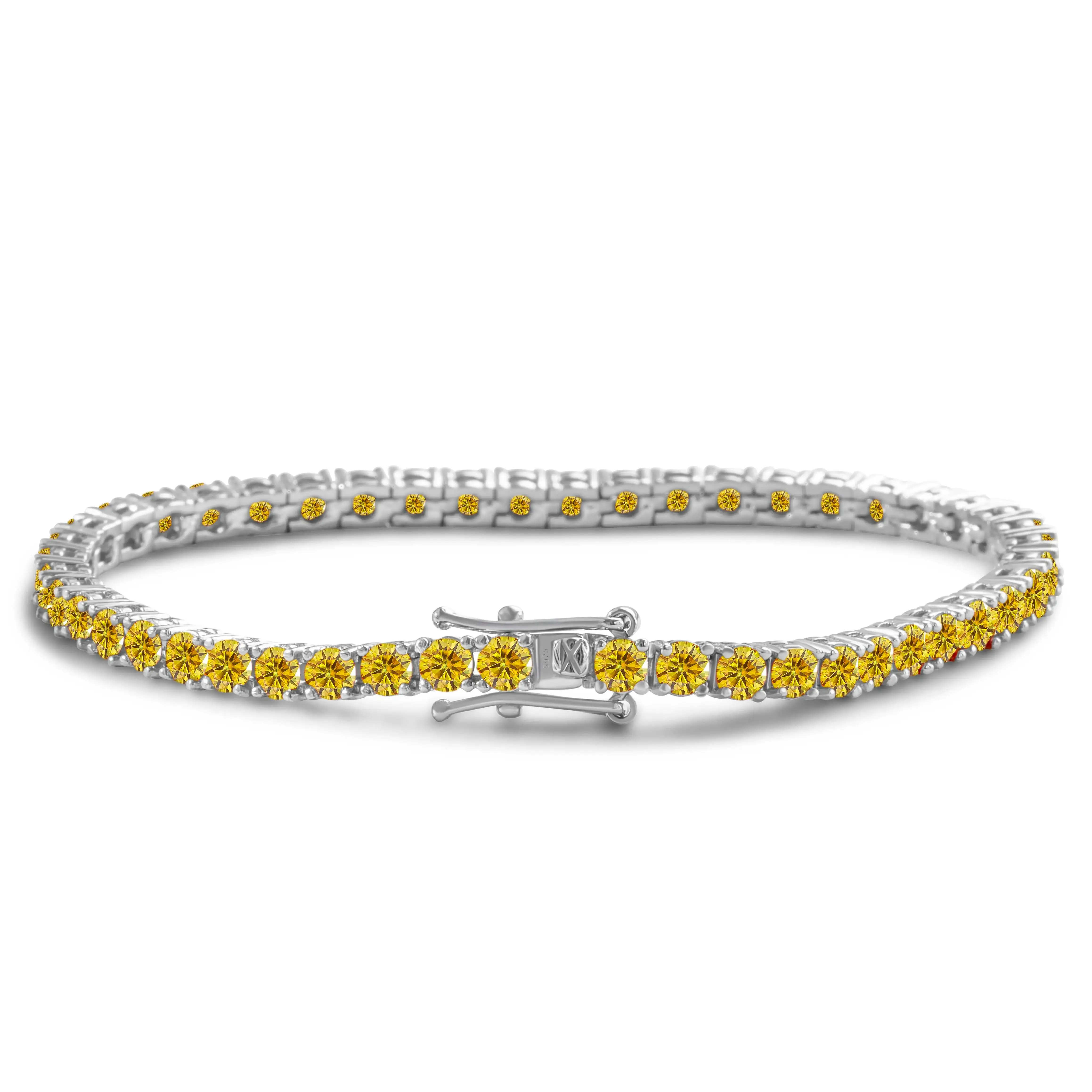 5mm Original Gray Yellow Moissanite Tennis Bracelets for Women Men Lab Diamond with GRA Wedding Jewelry 925 Sliver Bracelet