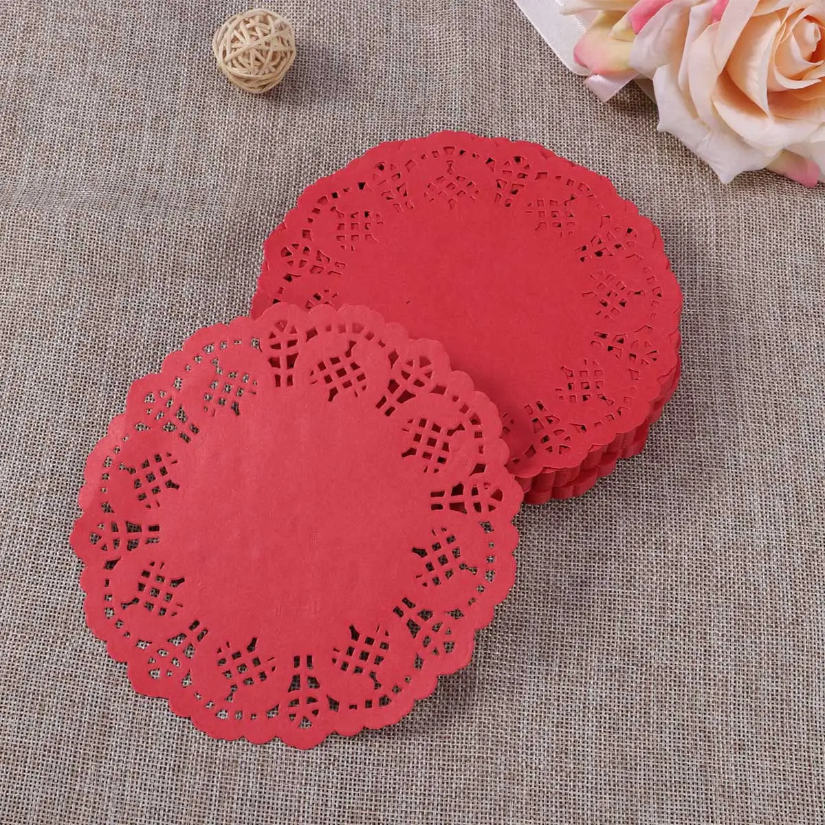 100 Piezas de Servilletas de Papel Redondas de 5.5 Pulgadas (14 cm), Encaje Vintage, Decorativas, para Centros de Mesa en Bodas, Fiestas, Manualidades y Cocina