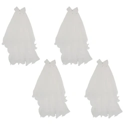 Robe à Voile de Mariage Blanc pour Femme, Couches en Tulle avec Nministériels d Papillon, Bord en Ruban, pour Patients, 4 Pièces