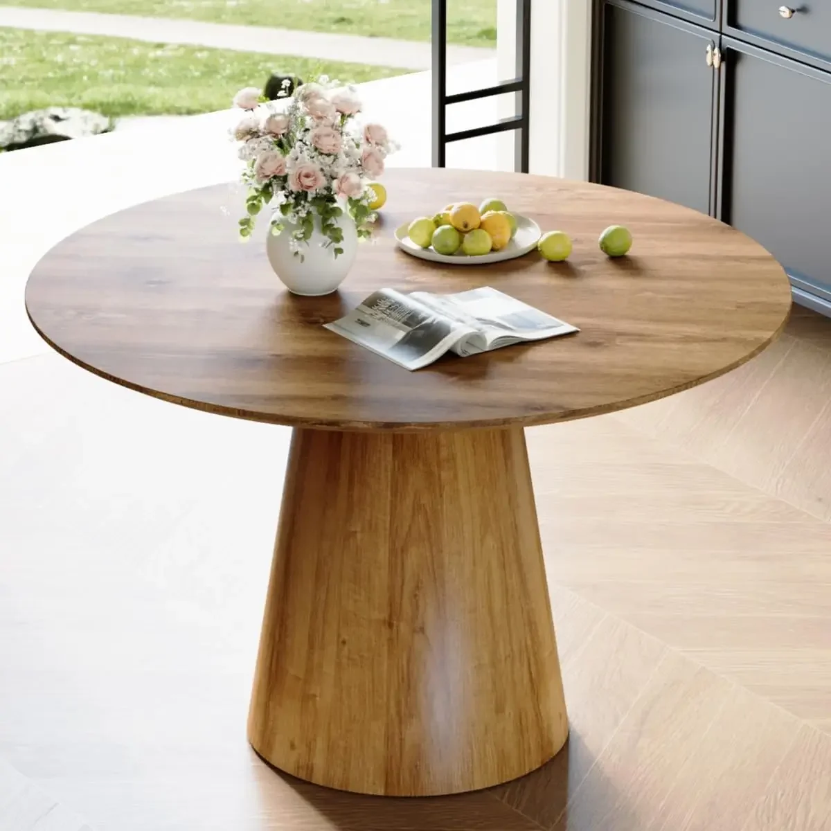 Dining Table, Small Round Dining Room Table 45 Inch, Round Kitchen Table,Wood Dining Table, Saving Space(Wood, 45'' Round Table)