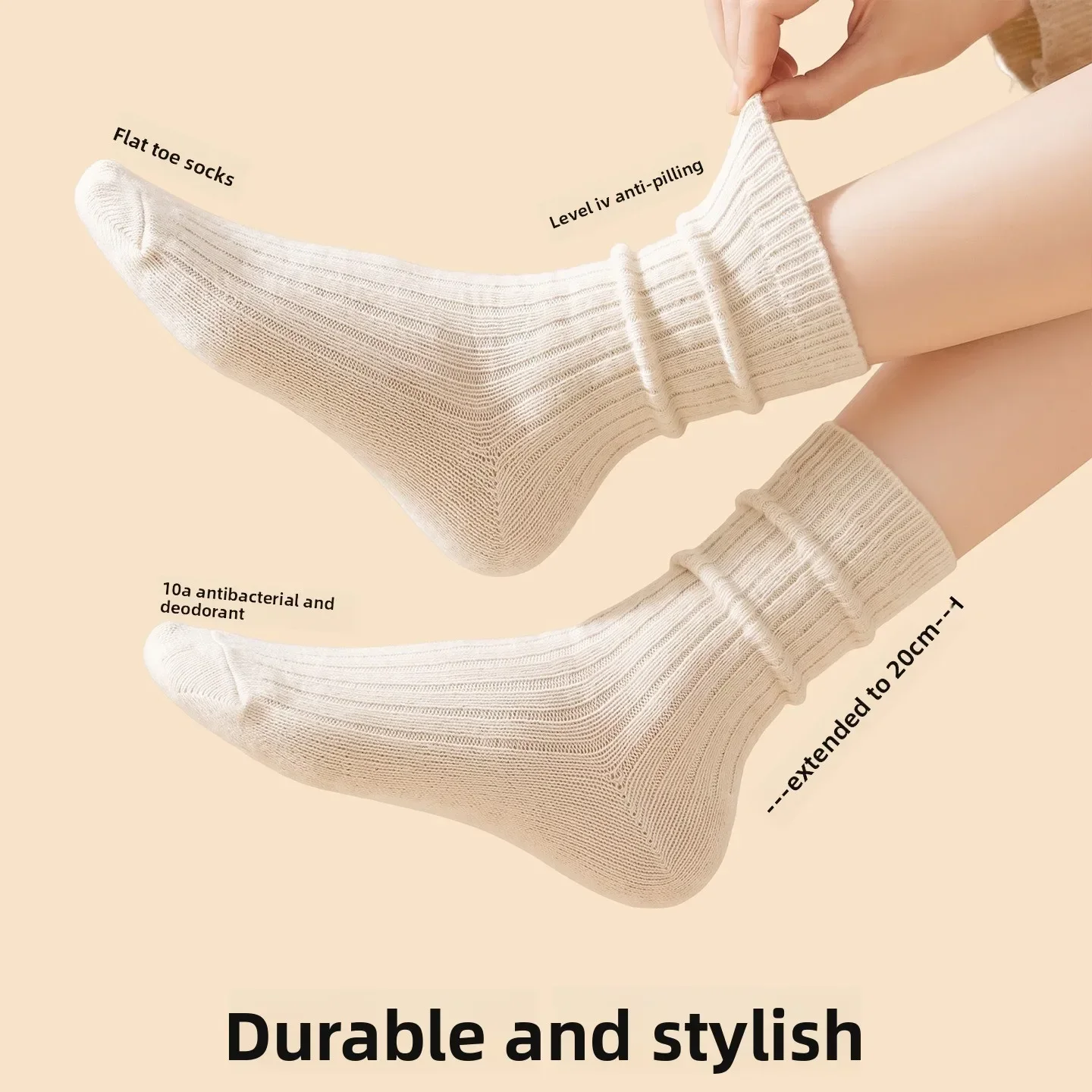 Wool Socks Women Winter Thick Warm Anti Odor Mid Calf Slouch Socks Postpartum Maternity Crew Socks For Birkenstock Style Soft