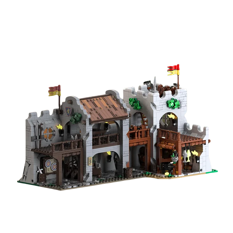 MOC-Bausteinspielzeug, mittelalterliches Schloss, Eckturmmodell, 900 cps, kreatives Festivalgeschenk, geeignet für alle Architekturliebhaber