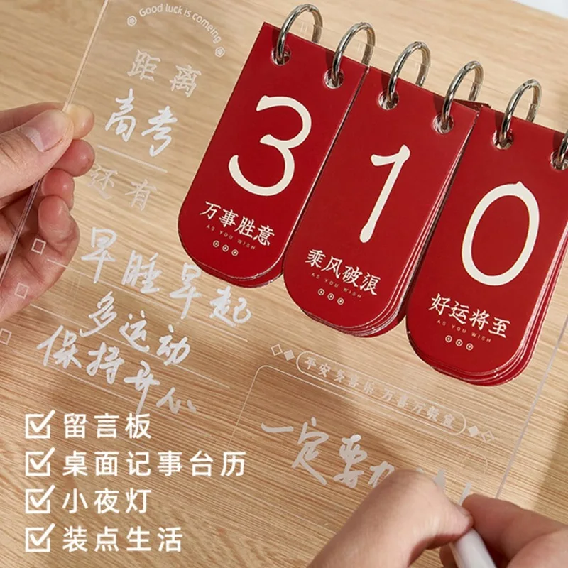 Customized Countdown Calendar One Page Per Day Notes Self-Discipline Student Office Self-Adhesive Reminder Board 2025 Acryli