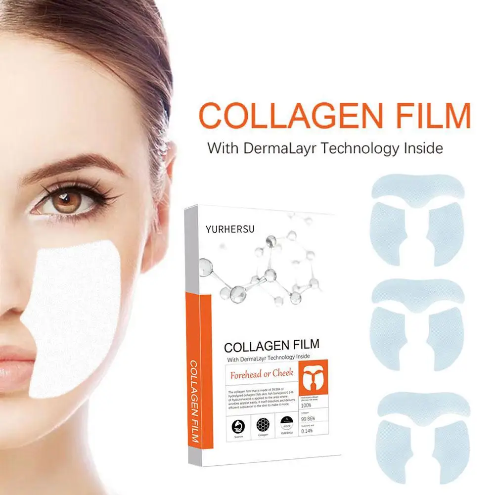 1Box Collagen Film Paper Soluble Facial Mask Face Skin Patches Smile Patch Cheek Sticker Forehead Lines Wrinkles Anti-aging J7A6