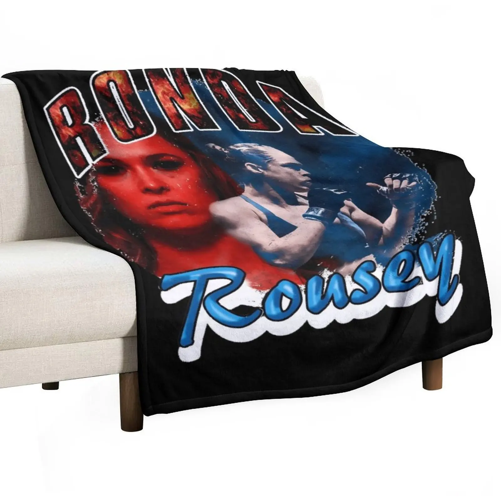 

Ronda Rousey Vintage Rap Style (Rowdy Rousey) Throw Blanket Cozy Sofa Blanket for TV Watching Napping