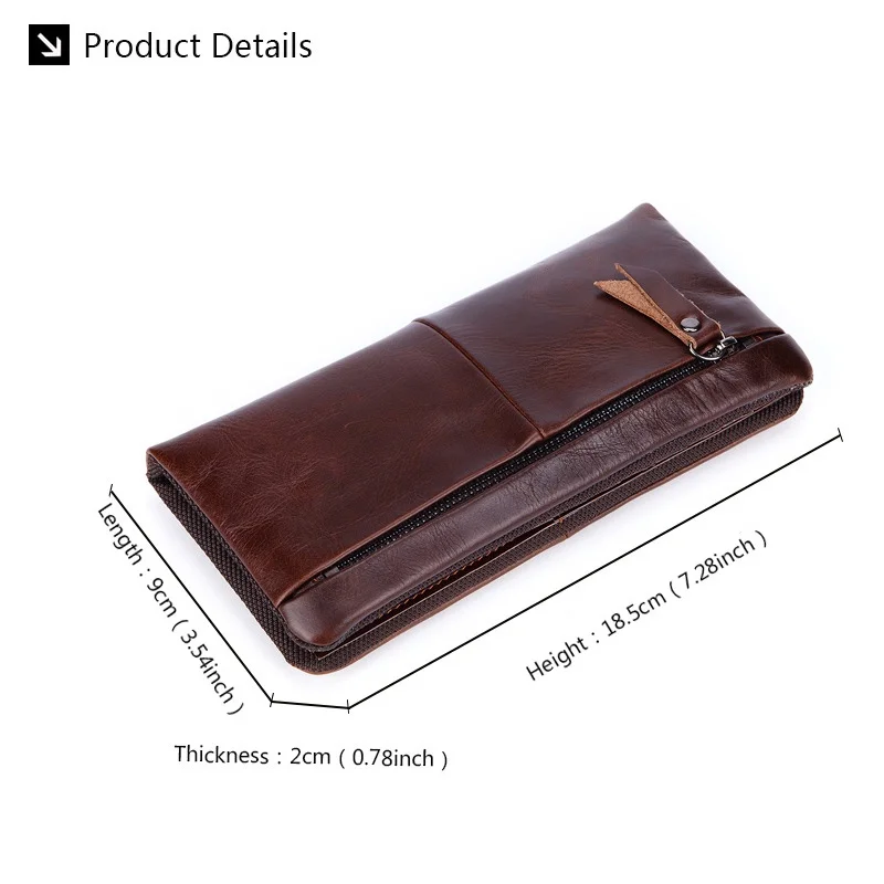 100% Genuine Leather Men\'s Clutch Wallet Vintage Long Wallet For Men