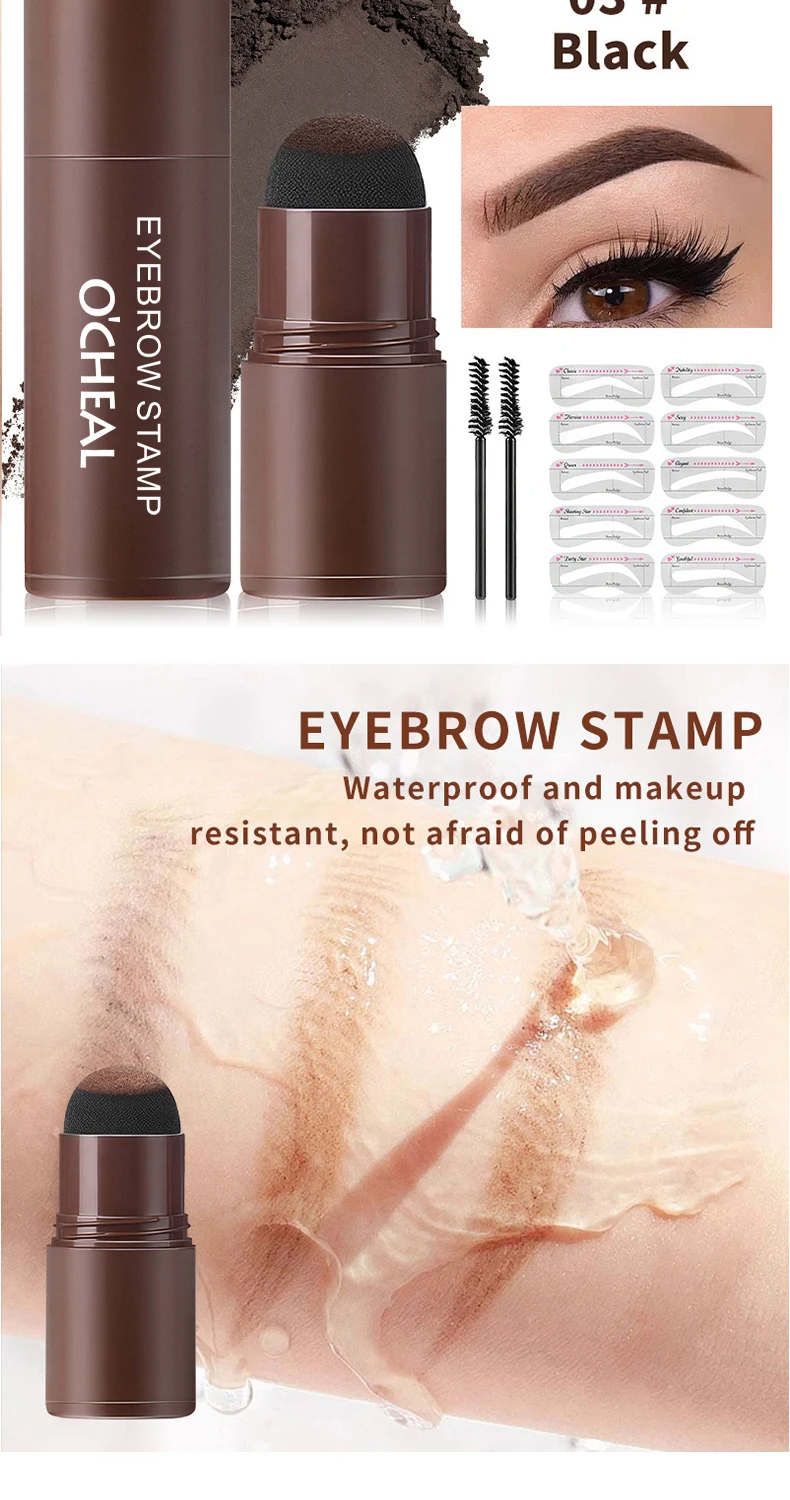 O'CHEAL One Step Augenbrauen-Stempel-Shaping-Set, Haar-Abdeckungspuder, Konturierungsstift, Haaransatz, Schattenpuder, Augenbrauenform, 10-teilig – Detail 10