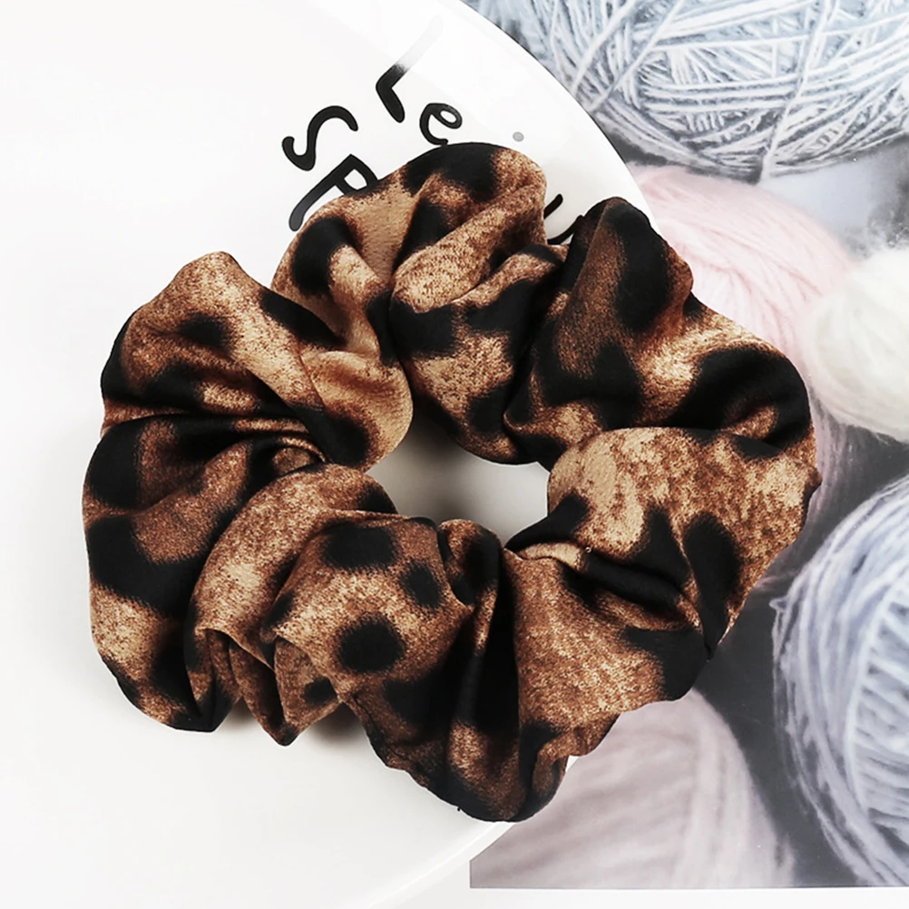 

6PCS Leopard Print Hair Ties Solid Color Stretchy Elastic Ponytail Holders Rope For Women Girls Daily Wear Stylish Accessories