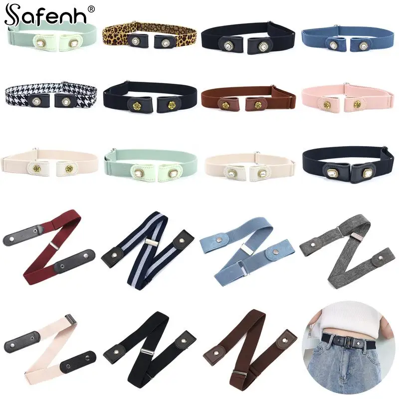 Belts No Buckle Stretch Elastic Waist Belt Buckless Belt Invisible Elastic Waist Belt Unisex For Jeans Pants Lazy Belt Women Men