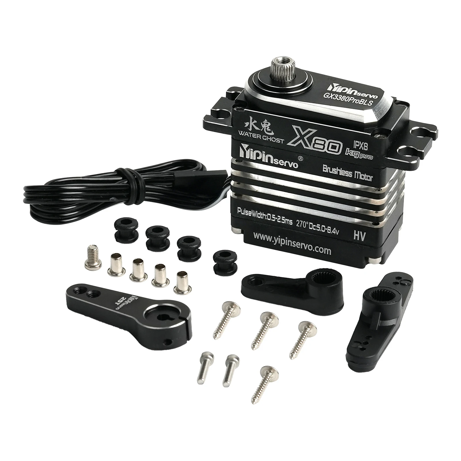 

80kg X80 High Torque 8.4V Metal Oblique Gear High Speed Servo IP68 All Aluminum Case for 1/8 1/10 1/12 RC Car Crawler Boat Robot