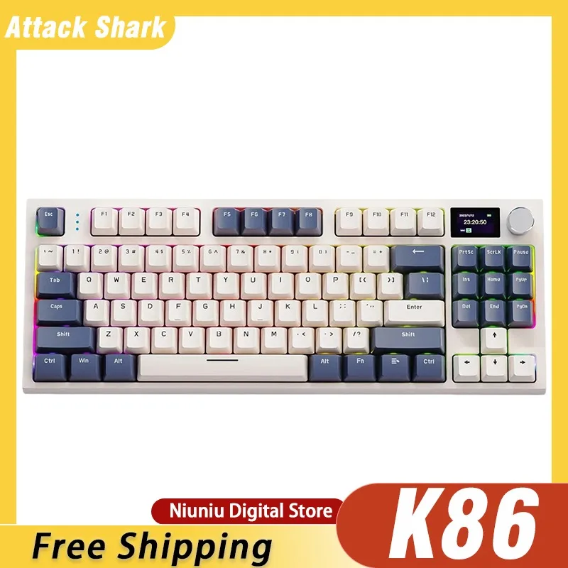 

Attack Shark K86 Wireless Mechanical Keyboard RGB TFT Screen Hot Swap Metal 3 Mode Compatible Win Macos Game Ergonomics Keyboard
