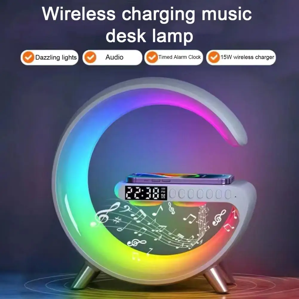 Wireless Bluetooth Speaker G shaped 10 Light mode Atmosphere Light Multifunctional Music 15W Wireless Fast Charger