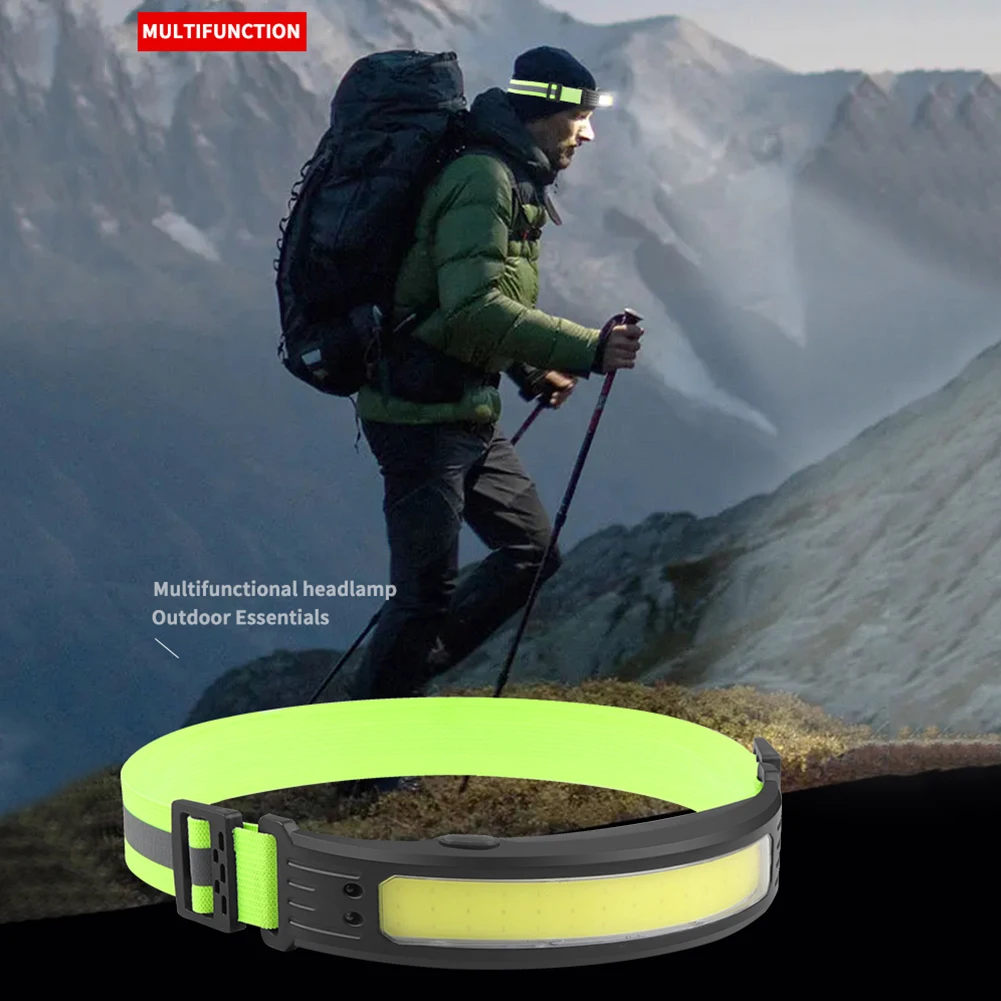 Faro con sensore d'ondeggiamento intelligente COB/LED, fascia riflettente ricaricabile, per pesca notturna all'aperto, ciclismo, escursionismo