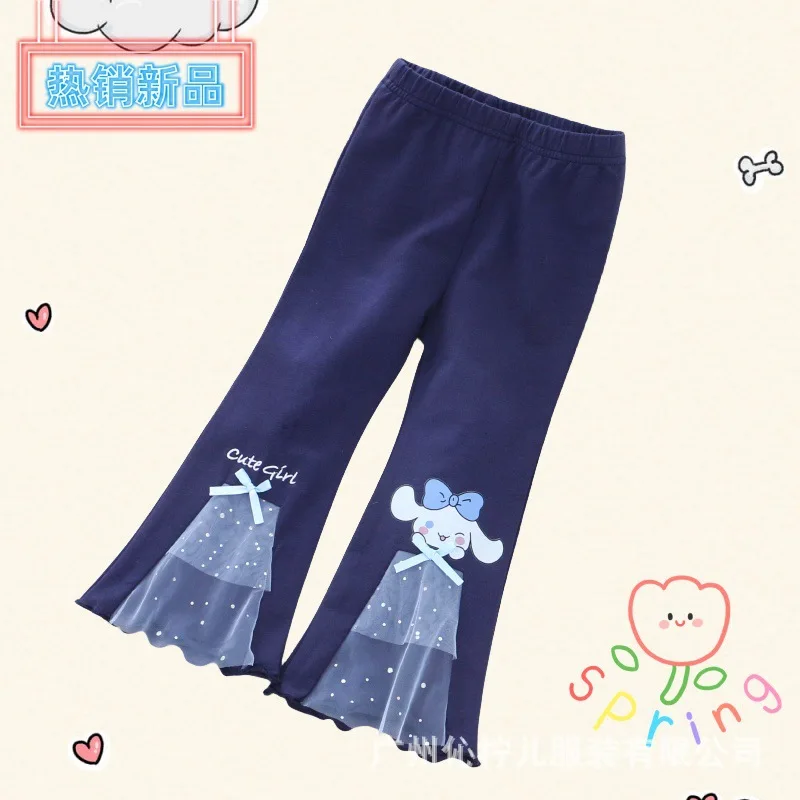 Sanrio Children's Fashion Wide Leg Pants Summer New Products Girls Retro Casual Pants Little Girl Party Street Style Long Pants