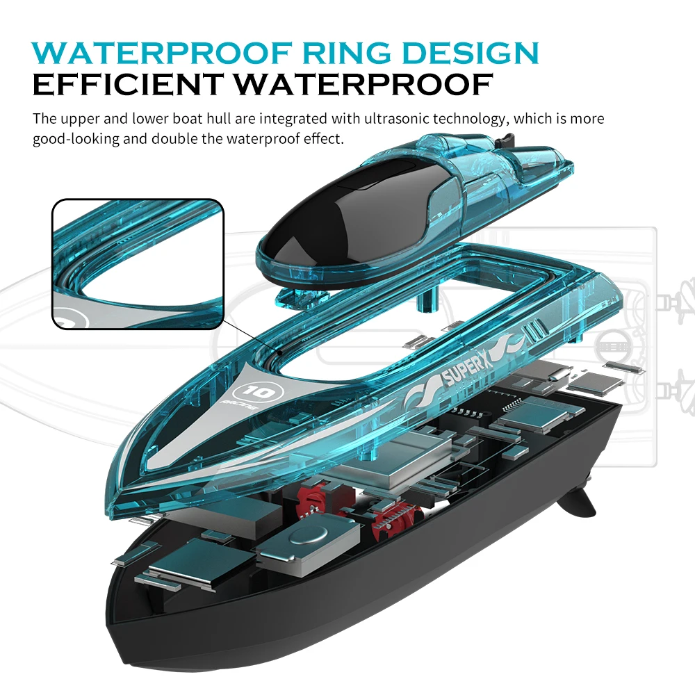 V555 RC Barco com luz LED, 2.4Ghz, 15 kmph, Modelo de barco elétrico de alta velocidade, Lancha de controle remoto, VS Wltoys WL917 Brinquedos