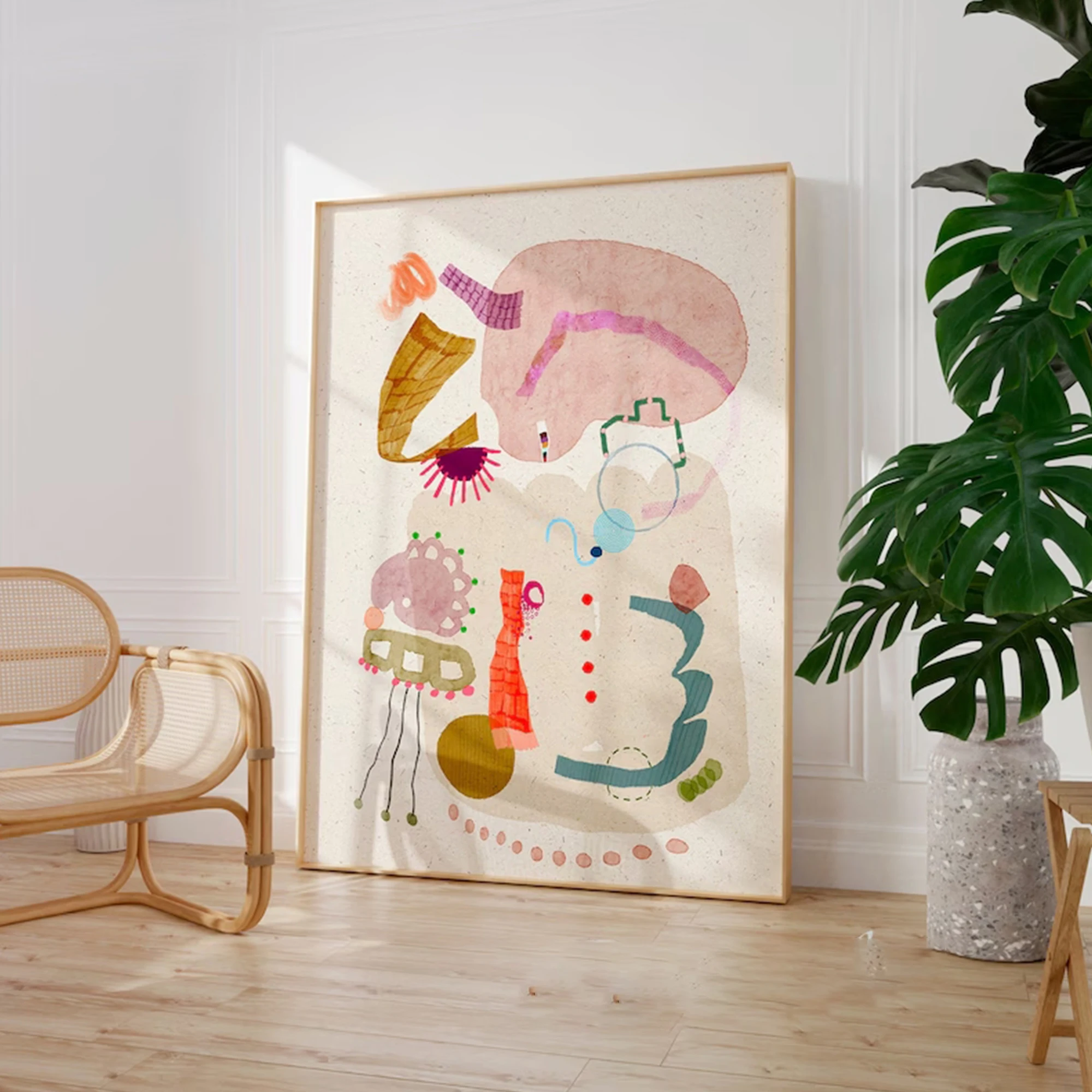 Moderne abstrakte mehrfarbige Malerei, Wandkunstdruck, Leinwandgemälde, Poster, Bild für Wohnzimmer, Schlafzimmer, Heimdekoration