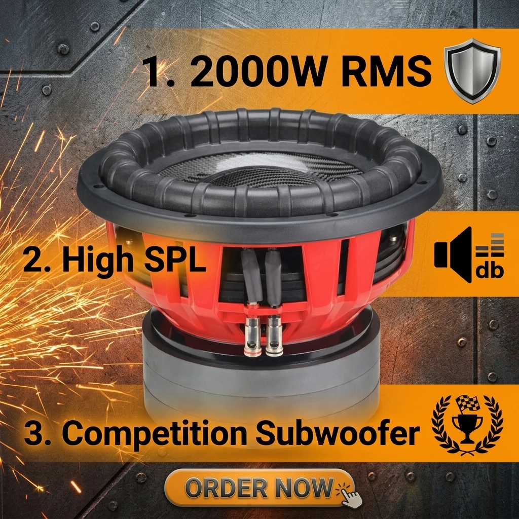 2000WRMS 12 Inch 86 DB SPL 4 Inch Copper VC Car Competition Subwoofer for High Quality Sound 3 Layer Spiders Aluminum for Truck