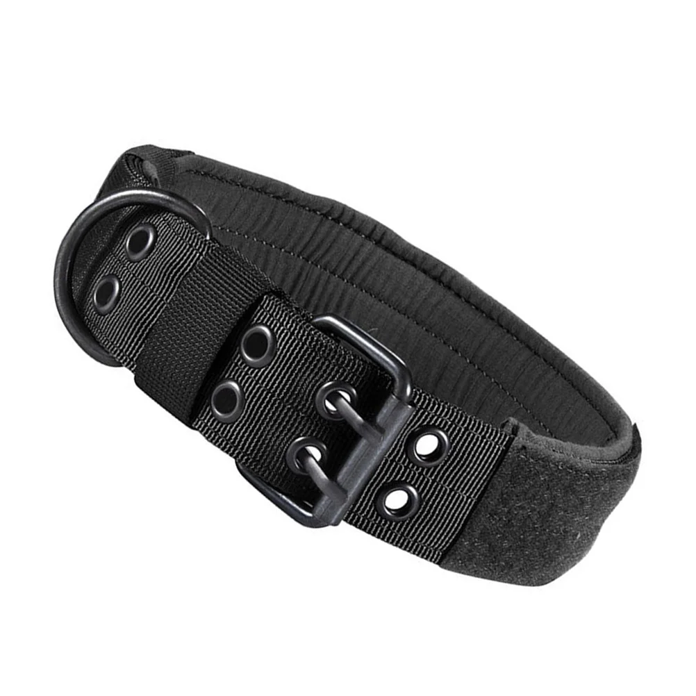 

Adjustable Nylon Dog Collar Metal Buckle Military Style Harness For Small Medium Large Dogs Black Size L Durable Handle Strong D