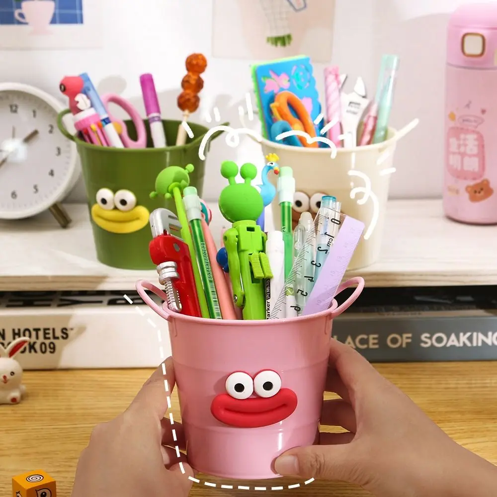 Cute Big Mouth Pencil Holder Cartoon DIY Desktop Storage Buckets Large Capacity Round Pen Container Students Stationery