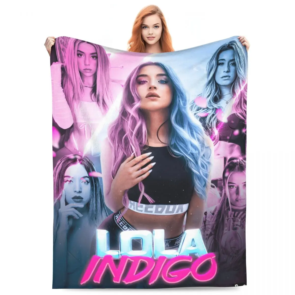 Lola Indigo Spanish Singer Dancer Flannel Blanket Soft Durable Throw Blanket for Bedroom Travel Office Fashion Bedspread